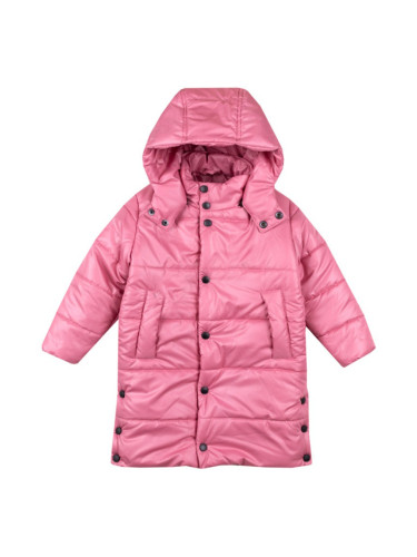 Детско зимно яке за момиче с качулка в розово