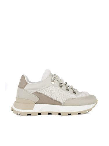 Дамски кожени маратонки в бежово с естествена овча кожа w379