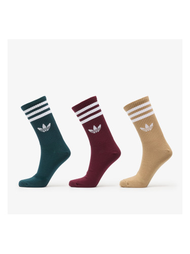 adidas 3-Stripes Crew Socks 3-Pack Maroon/ Aurora Ivy/ Cardboard 37-39