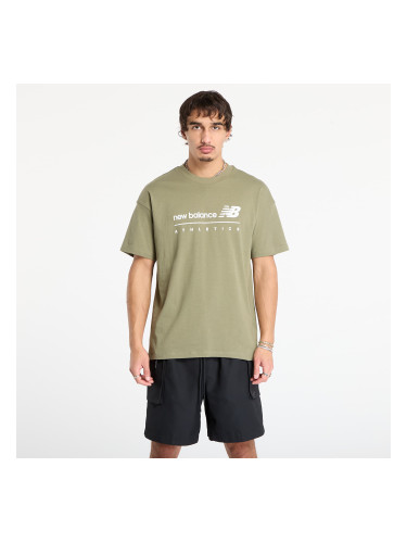 Тениска New Balance Linear Graphic T-Shirt Dark Olive XXL