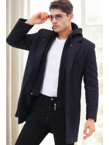 PLT9371 DEWBERRY MEN'S COAT-DIAGONAL NAVY BLUE