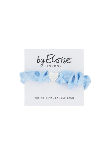 By Eloise London Silk Scrunchie Silver Heart Ластик за коса за жени 1 бр Нюанс Sky Blue