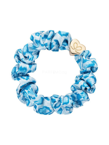By Eloise London Silk Scrunchie Gold Heart Ластик за коса за жени 1 бр Нюанс Blue Leopard