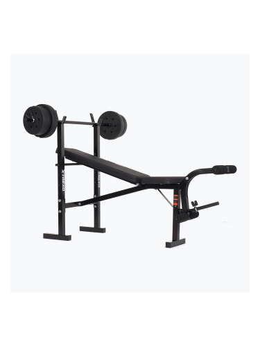 Тренировъчна пейка XTREXO BenchFit Lite със стойка и щанга черна
