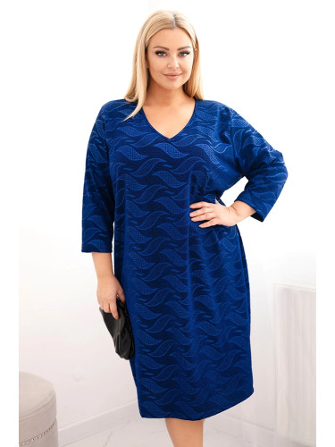 Kesi Plus Size women's georgette dress with a V-neck cobalt blue