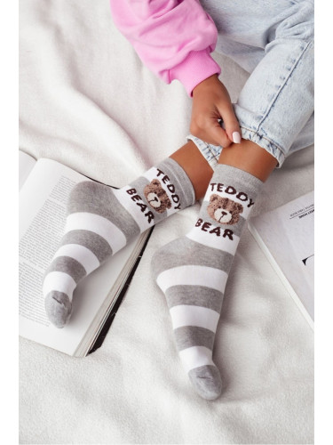 Milena Дамски чорапи на райета Teddy Bear сиви