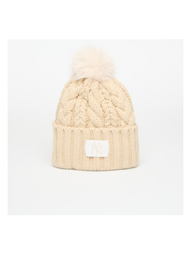 Шапка New Era New York Yankees MLB Light Beige Cable Knit Beanie Hat Stone Universal