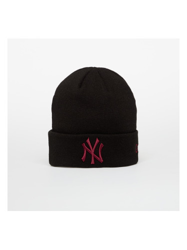 Шапка New Era Knit Medium MLB League Essential Beanie New York Yankees Black/ Frosted Burgundy Universal