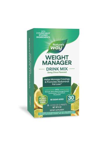 Weight Manager Drink Mix (формула за контрол на теглото) 30 сашета с вкус на цитрусови плодове | Nat