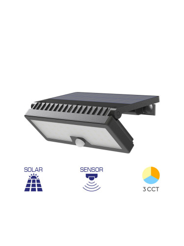Соларна LED лампа със сензор, 10W, 1000lm, 3в1, IP54, влагозащитена, BG36-00381