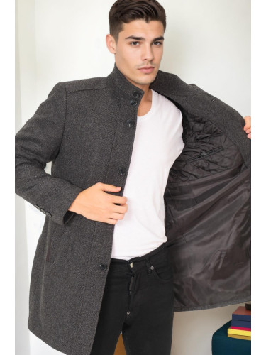 PLT9386 DEWBERRY MEN'S COAT-DIAGONAL BLACK-ANTHRACITE