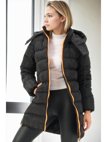 Z9770 DEWBERRY WOMEN'S COAT-BLACK-ORANGE