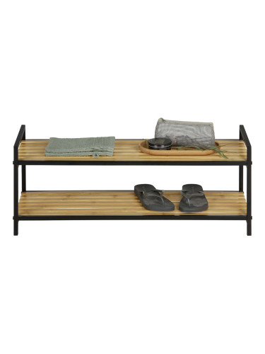 ЕТАЖЕРКА ЗА ОБУВКИ НА 2 НИВА ЕЗРА 70/30/32 СМ В ДЪРВЕСЕН ДЕКОР И ЧЕРНО