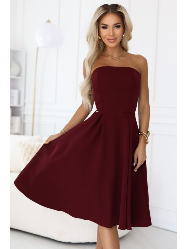 641-1 VIVIENNE corset flared midi dress for special occasions - burgundy