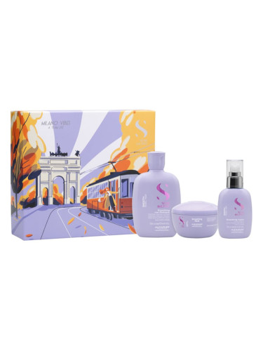Alfaparf Milano Semi di Lino Smooth Holiday Kit подаръчен комплект за непокорна коса 3 бр.