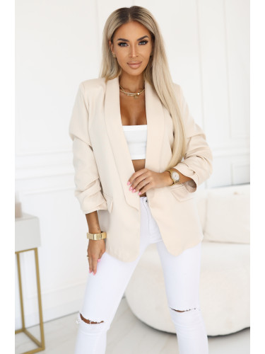 588-2 Women's classic jacket with draped sleeves - beige