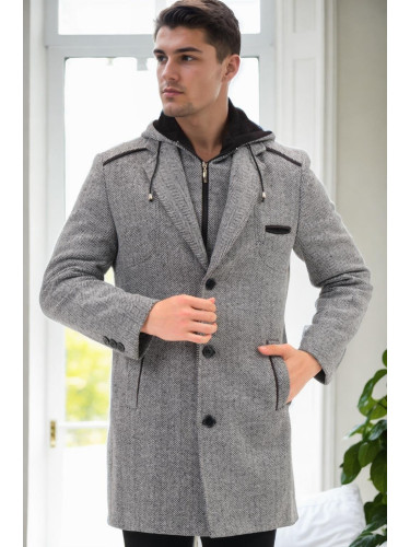 PLT9371 DEWBERRY MEN'S COAT-DIAGONAL BLACK-GRAY