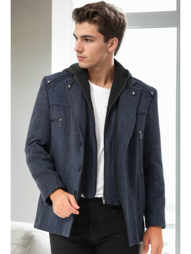 K9532 DEWBERRY MEN'S COAT-DIAGONAL NAVY BLUE