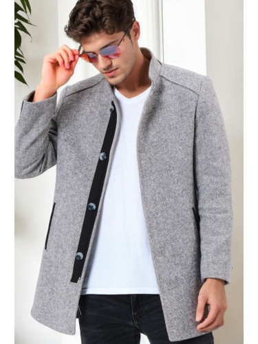 PLT9327 DEWBERRY MEN'S COAT-DIAGONAL GRAY
