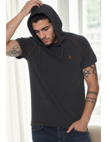 T9570 DEWBERRY HOODED MEN'S T-SHIRT-ANTHRACITE