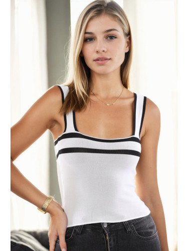 Z9003 DEWBERRY WOMEN'S CROPPED BLOUSE-WHITE