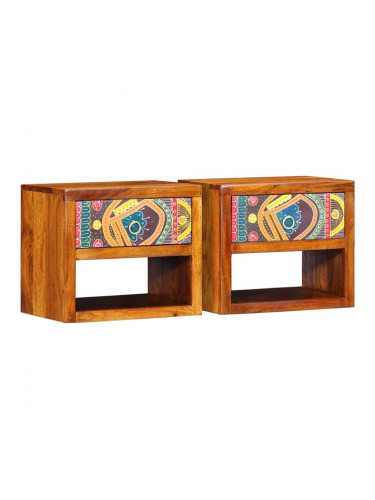 Sonata H Нощен шкаф 2 pcs Кафяво 40 x 35 x 35 см Акациево дърво масив