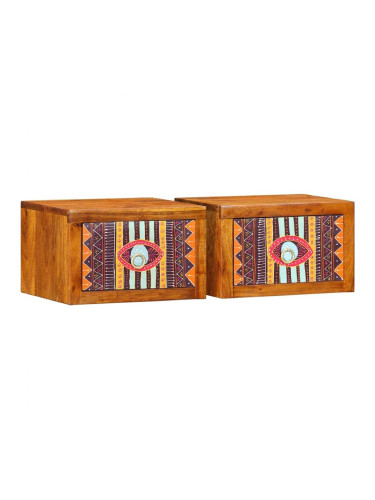 Sonata H Нощен шкаф 2 pcs Кафяво 35 x 30 x 22 см Акациево дърво масив