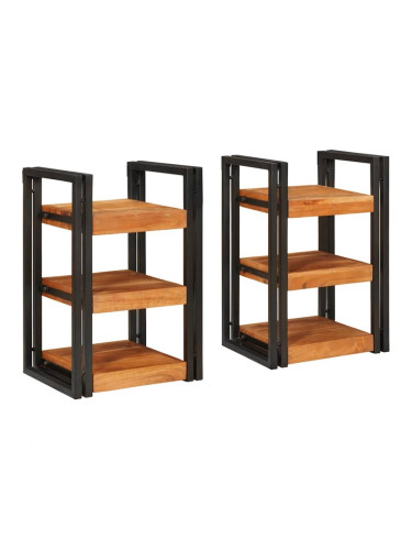 Sonata H Нощно шкафче 2 pcs Кафяв и черен Солидно дърво акация