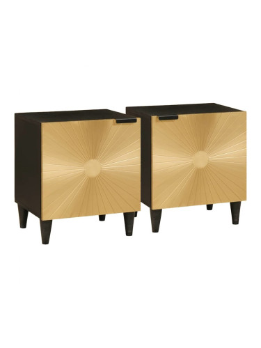 Sonata H Нощно шкафче 2 pcs Черен и златен 40 x 33.5 x 46 см