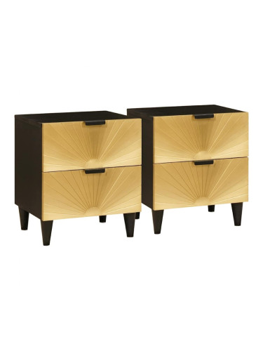 Sonata H Нощно шкафче с чекмедже 2 pcs Черен и златен 40 x 33.5 x 46 см