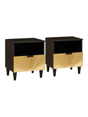 Sonata H Нощно шкафче с чекмедже 2 pcs Черен и златен 40 x 33 x 46 см