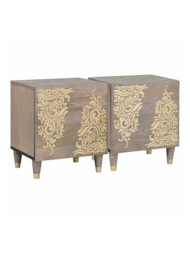 Sonata H Нощен шкаф 2 pcs Сив 40 x 33 x 46 см мангово дърво масив