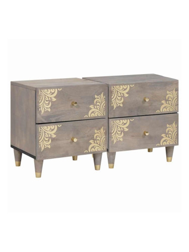 Sonata H Нощен шкаф 2 pcs Сив 40 x 33 x 46 см мангово дърво масив