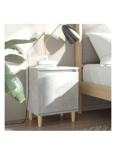 Sonata H Нощни шкафчета крака дърво масив 2 бр бетонно сиви 40x30x50 см