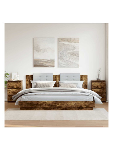 Sonata H Нощни шкафчета 2 бр опушен дъб 40x35x62,5 см инженерно дърво