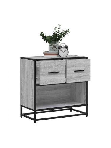 Sonata H Нощно шкафче Grey Sonoma 60x31x60 cm Обработено дърво и метал