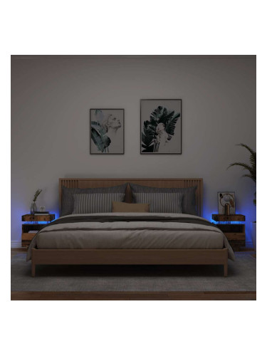 Sonata H Нощни шкафчета с LED осветление 2 бр, старо дърво, 40x39x48,5см