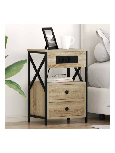 Sonata H Нощно шкафче с зарядна станция Сонома дъб 40 x 31 x 60 см