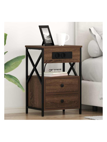 Sonata H Нощно шкафче с зарядна станция Кафяв дъб 40 x 31 x 60 см