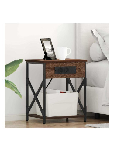Sonata H Нощно шкафче с зарядна станция Кафяв дъб 41 x 31 x 51 см