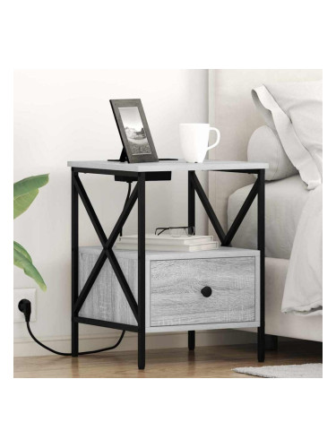 Sonata H Нощен шкаф Сив сонома 41.5 x 40.5 x 55 см Инженерно дърво