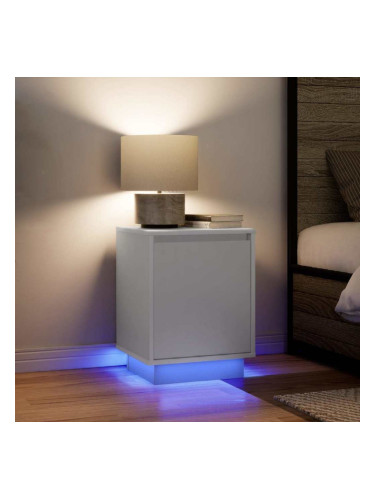 Sonata H Нощни шкафчета с LED осветление 2 бр., бели 38x34x50 cm