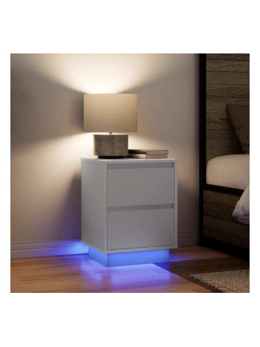 Sonata H Нощни шкафчета с LED осветление 2 бр., бели 38x34x50 cm