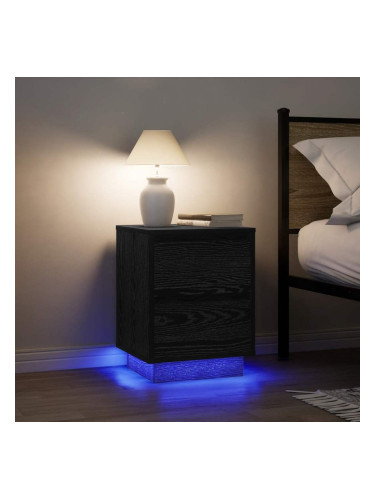 Sonata H Нощни шкафчета с LED осветление 2 бр., черни 38x34x50 cm