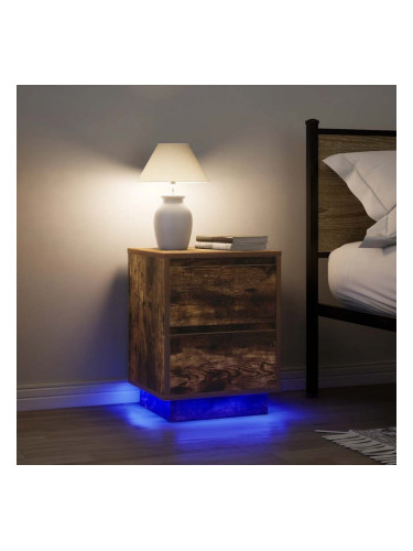 Sonata H Нощни шкафчета с LED осветление 2 броя опушен дъб 38x34x50 cm