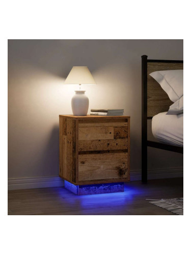 Sonata H Нощни шкафчета с LED осветление 2 бр. старо дърво 38x34x50 cm