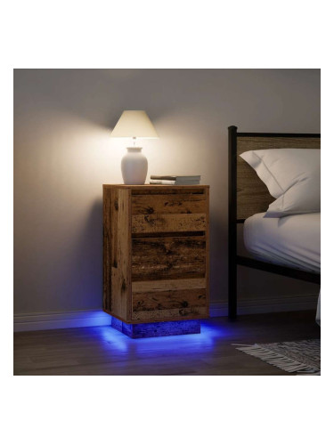 Sonata H Нощно шкафче с LED осветление Старо дърво 38x34x65 cm