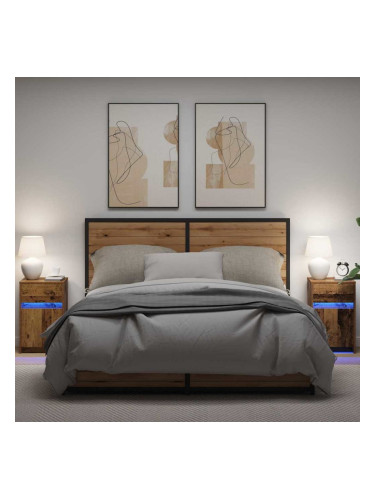 Sonata H LED нощно шкафче с чекмедже 2 pcs Старо дърво 38 x 34 x 61 см