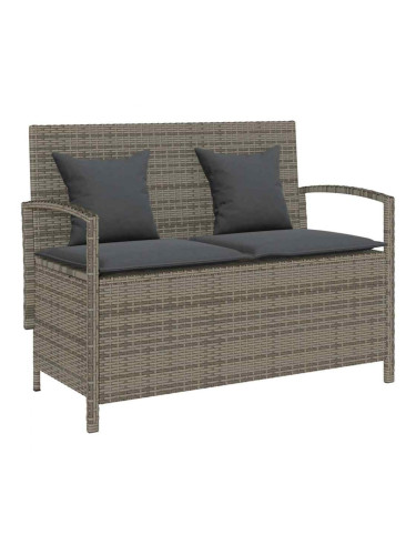 Sonata H Градинска пейка за съхранение с възглавница Grey Poly Rattan