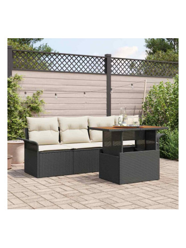 Sonata H Градински Софа Комплект 5 pcs Черно и кремаво 100 x 55 x 73 см